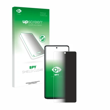 Parte frontale di una confezione del prodotto con il logo del marchio upscreen. Accanto è raffigurato il dispositivo Infinix G