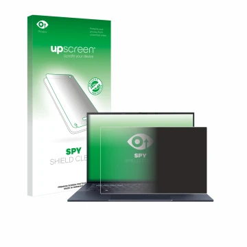 Parte frontale di una confezione del prodotto con il logo del marchio upscreen. Accanto è raffigurato il dispositivo ASUS Expe