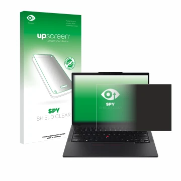 Parte frontale di una confezione del prodotto con il logo del marchio upscreen. Accanto è raffigurato il dispositivo Lenovo Th
