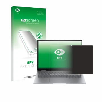 Parte frontale di una confezione del prodotto con il logo del marchio upscreen. Accanto è raffigurato il dispositivo HP Envy x