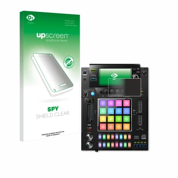 Parte frontale di una confezione del prodotto con il logo del marchio upscreen. Accanto è raffigurato il dispositivo Pioneer D