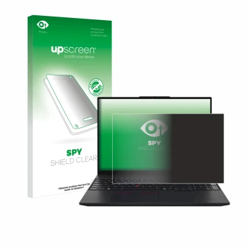 Parte frontale di una confezione del prodotto con il logo del marchio upscreen. Accanto è raffigurato il dispositivo Lenovo Th