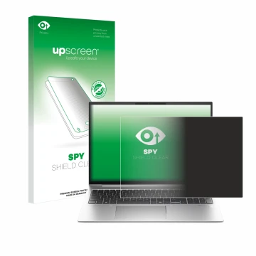 Parte frontale di una confezione del prodotto con il logo del marchio upscreen. Accanto è raffigurato il dispositivo HP EliteB