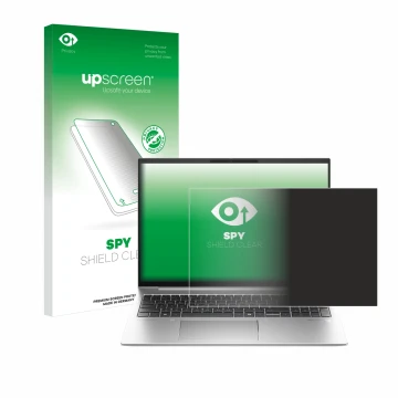 Parte frontale di una confezione del prodotto con il logo del marchio upscreen. Accanto è raffigurato il dispositivo HP EliteB
