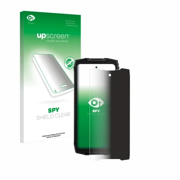 Parte frontale di una confezione del prodotto con il logo del marchio upscreen. Accanto è raffigurato il dispositivo Blackview