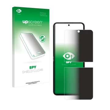 Parte frontale di una confezione del prodotto con il logo del marchio upscreen. Accanto è raffigurato il dispositivo Samsung G