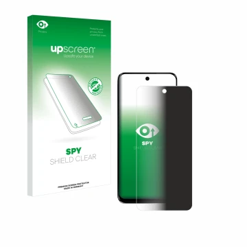 Parte frontale di una confezione del prodotto con il logo del marchio upscreen. Accanto è raffigurato il dispositivo Motorola 