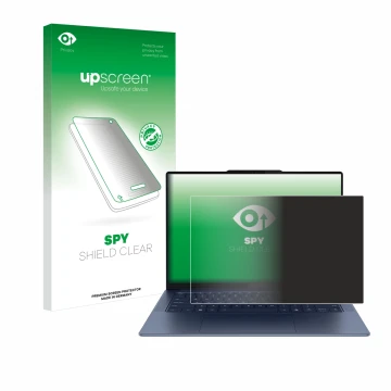 Parte frontale di una confezione del prodotto con il logo del marchio upscreen. Accanto è raffigurato il dispositivo Lenovo Yo