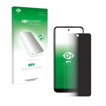Parte frontale di una confezione del prodotto con il logo del marchio upscreen. Accanto è raffigurato il dispositivo Infinix H