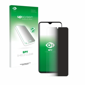 Parte frontale di una confezione del prodotto con il logo del marchio upscreen. Accanto è raffigurato il dispositivo Doogee N5