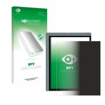 Parte frontale di una confezione del prodotto con il logo del marchio upscreen. Accanto è raffigurato il dispositivo Bigme B10