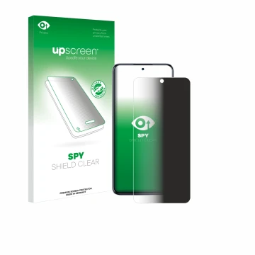 Parte frontale di una confezione del prodotto con il logo del marchio upscreen. Accanto è raffigurato il dispositivo Infinix H