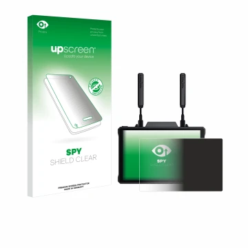 Parte frontale di una confezione del prodotto con il logo del marchio upscreen. Accanto è raffigurato il dispositivo Hollyland