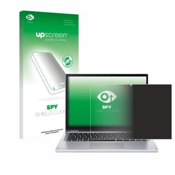 Parte frontale di una confezione del prodotto con il logo del marchio upscreen. Accanto è raffigurato il dispositivo Acer Aspi