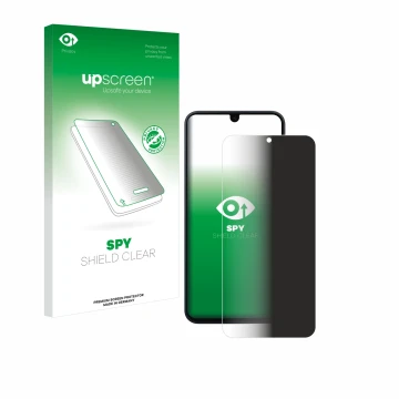 Parte frontale di una confezione del prodotto con il logo del marchio upscreen. Accanto è raffigurato il dispositivo Samsung G