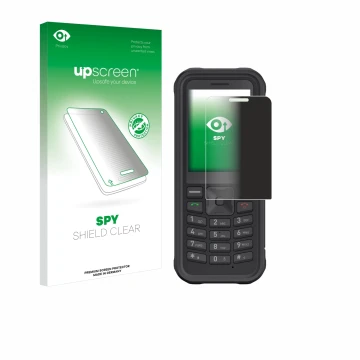 Parte frontale di una confezione del prodotto con il logo del marchio upscreen. Accanto è raffigurato il dispositivo Sonim XP1