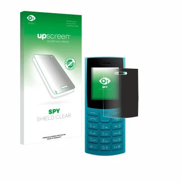 Parte frontale di una confezione del prodotto con il logo del marchio upscreen. Accanto è raffigurato il dispositivo Nokia 105