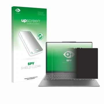 Parte frontale di una confezione del prodotto con il logo del marchio upscreen. Accanto è raffigurato il dispositivo Lenovo Yo