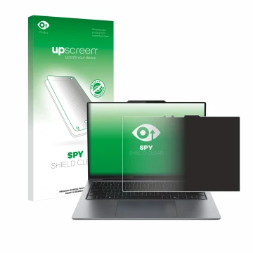 Parte frontale di una confezione del prodotto con il logo del marchio upscreen. Accanto è raffigurato il dispositivo Lenovo Th