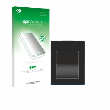 Parte frontale di una confezione del prodotto con il logo del marchio upscreen. Accanto è raffigurato il dispositivo Lenovo Yo