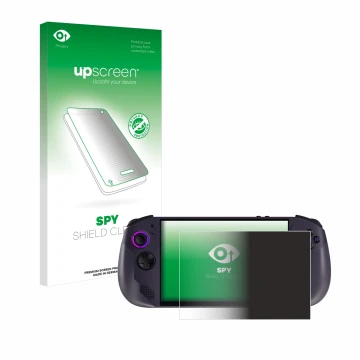 Parte frontale di una confezione del prodotto con il logo del marchio upscreen. Accanto è raffigurato il dispositivo Lenovo Le