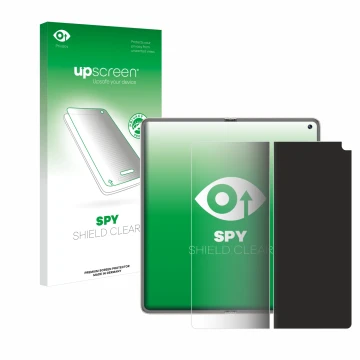 Parte frontale di una confezione del prodotto con il logo del marchio upscreen. Accanto è raffigurato il dispositivo Huawei Ma