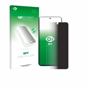Parte frontale di una confezione del prodotto con il logo del marchio upscreen. Accanto è raffigurato il dispositivo Samsung G