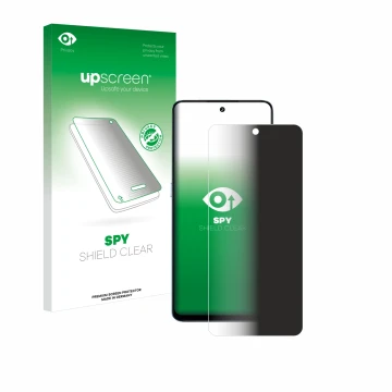Parte frontale di una confezione del prodotto con il logo del marchio upscreen. Accanto è raffigurato il dispositivo Umidigi N
