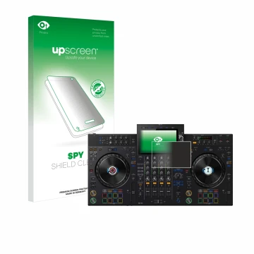 Parte frontale di una confezione del prodotto con il logo del marchio upscreen. Accanto è raffigurato il dispositivo Pioneer X