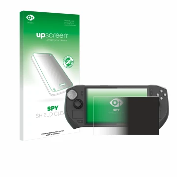 Parte frontale di una confezione del prodotto con il logo del marchio upscreen. Accanto è raffigurato il dispositivo Zotac Gam