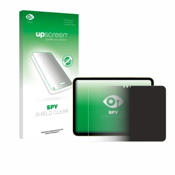 Parte frontale di una confezione del prodotto con il logo del marchio upscreen. Accanto è raffigurato il dispositivo Apple iPa