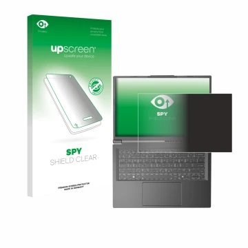Parte frontale di una confezione del prodotto con il logo del marchio upscreen. Accanto è raffigurato il dispositivo Acer Aspi