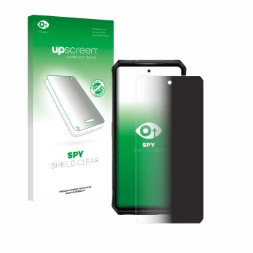 Parte frontale di una confezione del prodotto con il logo del marchio upscreen. Accanto è raffigurato il dispositivo Ulefone A