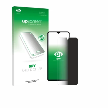 Parte frontale di una confezione del prodotto con il logo del marchio upscreen. Accanto è raffigurato il dispositivo ZTE Nubia