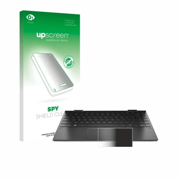 Parte frontale di una confezione del prodotto con il logo del marchio upscreen. Accanto è raffigurato il dispositivo HP Envy x