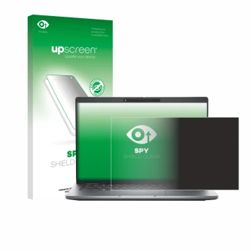 Parte frontale di una confezione del prodotto con il logo del marchio upscreen. Accanto è raffigurato il dispositivo Dell Lati