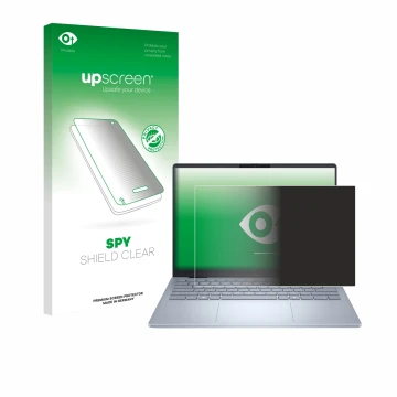 Parte frontale di una confezione del prodotto con il logo del marchio upscreen. Accanto è raffigurato il dispositivo Dell 14 P