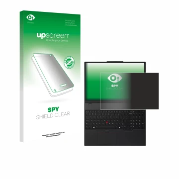 Parte frontale di una confezione del prodotto con il logo del marchio upscreen. Accanto è raffigurato il dispositivo Lenovo Th