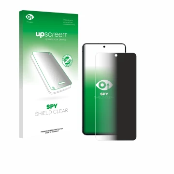 Parte frontale di una confezione del prodotto con il logo del marchio upscreen. Accanto è raffigurato il dispositivo Samsung G