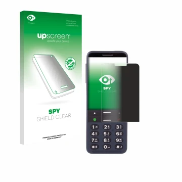 Parte frontale di una confezione del prodotto con il logo del marchio upscreen. Accanto è raffigurato il dispositivo BlindShel