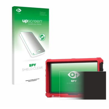 Parte frontale di una confezione del prodotto con il logo del marchio upscreen. Accanto è raffigurato il dispositivo Lilliput 