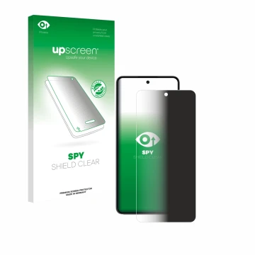 Parte frontale di una confezione del prodotto con il logo del marchio upscreen. Accanto è raffigurato il dispositivo realme P3