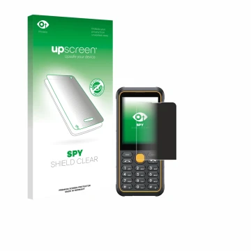 Parte frontale di una confezione del prodotto con il logo del marchio upscreen. Accanto è raffigurato il dispositivo Ulefone A
