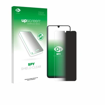 Parte frontale di una confezione del prodotto con il logo del marchio upscreen. Accanto è raffigurato il dispositivo Blackview