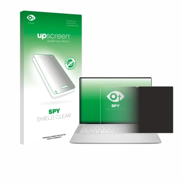 Parte frontale di una confezione del prodotto con il logo del marchio upscreen. Accanto è raffigurato il dispositivo Dell 14 P