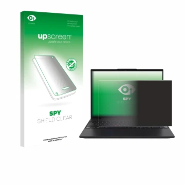 Parte frontale di una confezione del prodotto con il logo del marchio upscreen. Accanto è raffigurato il dispositivo Lenovo Th