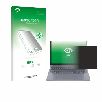 Parte frontale di una confezione del prodotto con il logo del marchio upscreen. Accanto è raffigurato il dispositivo Lenovo Th
