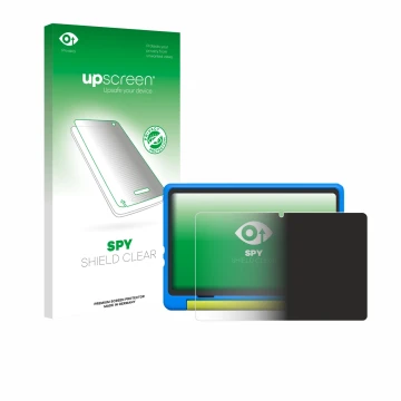 Parte frontale di una confezione del prodotto con il logo del marchio upscreen. Accanto è raffigurato il dispositivo Happybe K