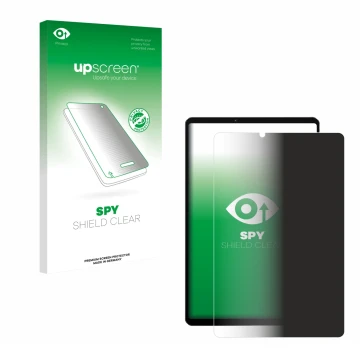 Parte frontale di una confezione del prodotto con il logo del marchio upscreen. Accanto è raffigurato il dispositivo Lenovo Le