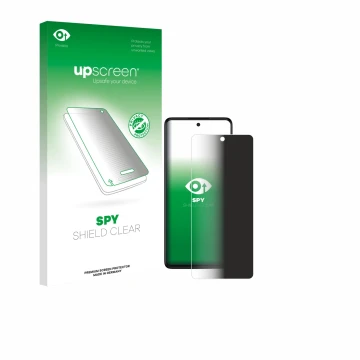 Parte frontale di una confezione del prodotto con il logo del marchio upscreen. Accanto è raffigurato il dispositivo TCL 50 Pr